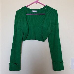 SO Ribbed Sweater Knit Shrug - Green
